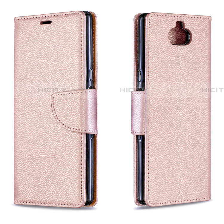 Funda de Cuero Cartera con Soporte Carcasa L02 para Sony Xperia XA3 Ultra Oro Rosa