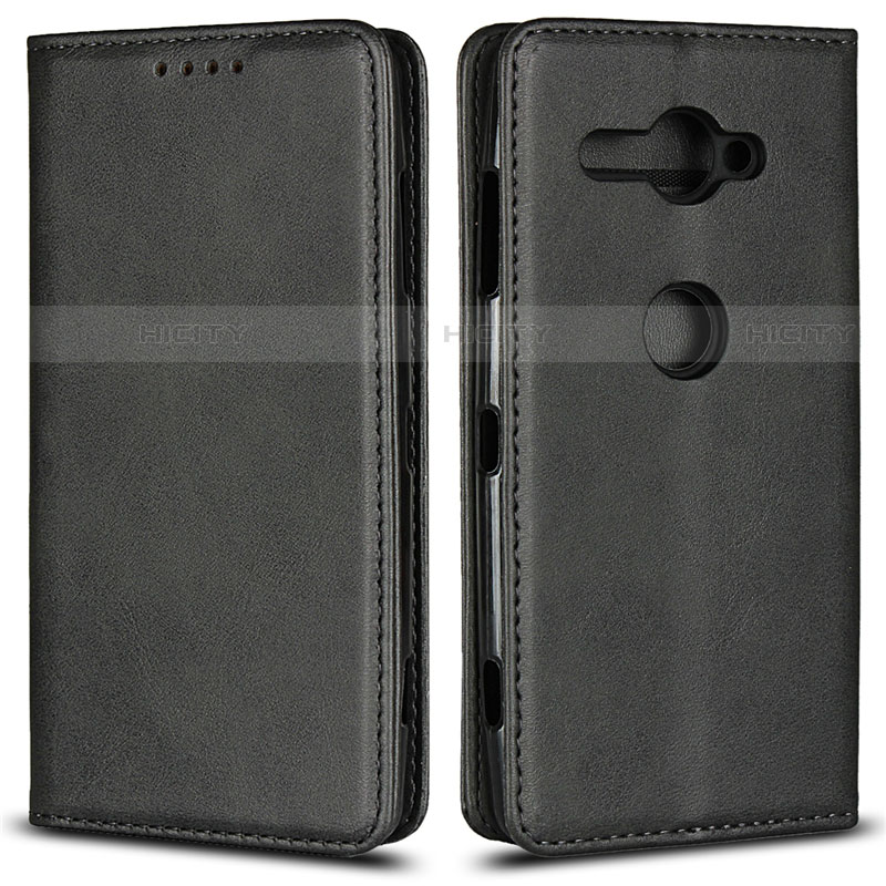 Funda de Cuero Cartera con Soporte Carcasa L02 para Sony Xperia XZ2 Compact Negro