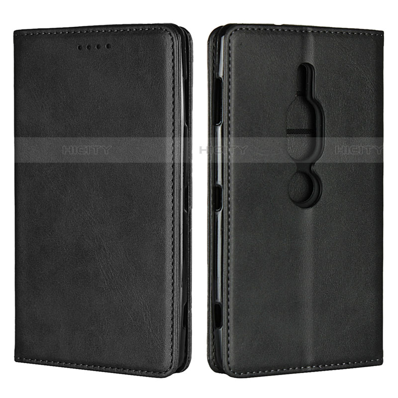 Funda de Cuero Cartera con Soporte Carcasa L02 para Sony Xperia XZ2 Premium Negro