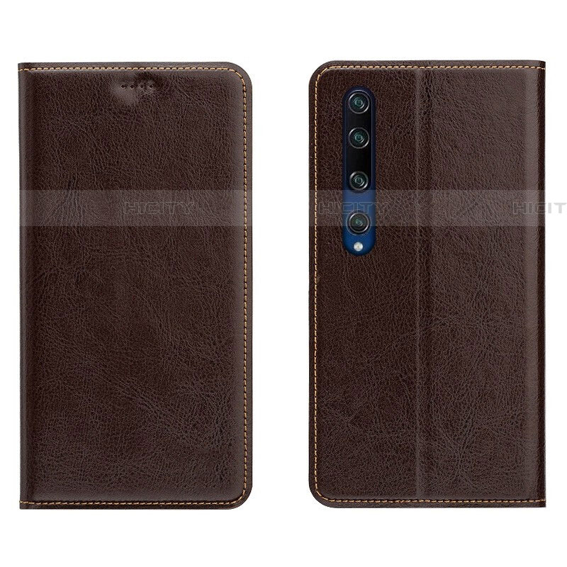 Funda de Cuero Cartera con Soporte Carcasa L02 para Xiaomi Mi 10 Marron