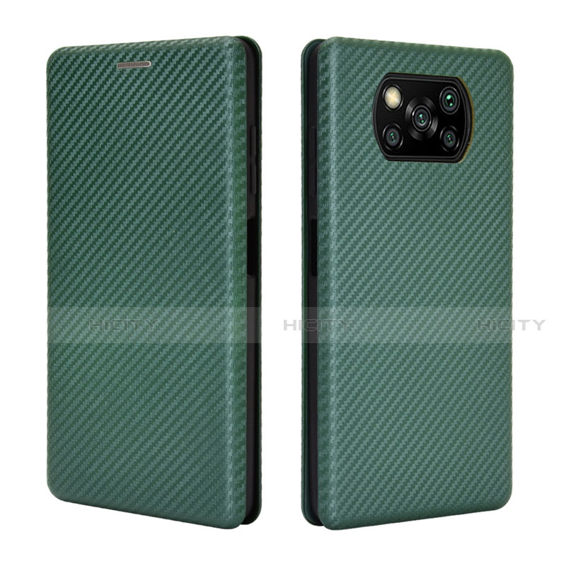 Funda de Cuero Cartera con Soporte Carcasa L02 para Xiaomi Poco X3 Pro Verde