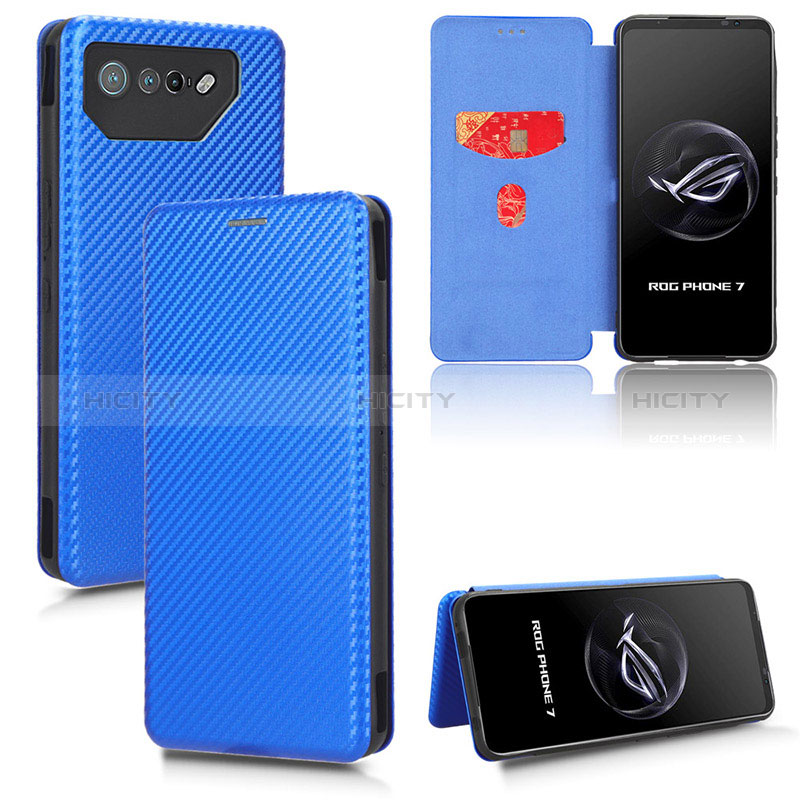 Funda de Cuero Cartera con Soporte Carcasa L02Z para Asus ROG Phone 7 Pro Azul