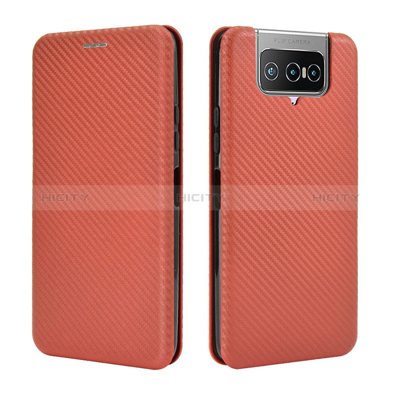 Funda de Cuero Cartera con Soporte Carcasa L02Z para Asus Zenfone 7 Pro ZS671KS Marron