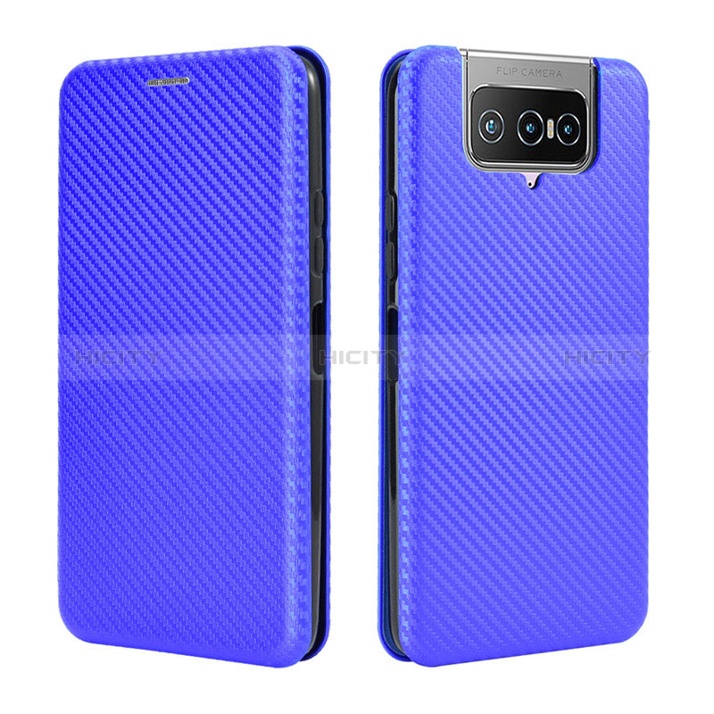 Funda de Cuero Cartera con Soporte Carcasa L02Z para Asus ZenFone 8 Flip ZS672KS Azul