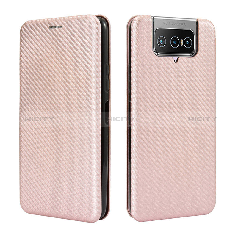 Funda de Cuero Cartera con Soporte Carcasa L02Z para Asus ZenFone 8 Flip ZS672KS Oro Rosa