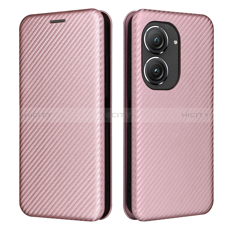 Funda de Cuero Cartera con Soporte Carcasa L02Z para Asus Zenfone 9 Oro Rosa