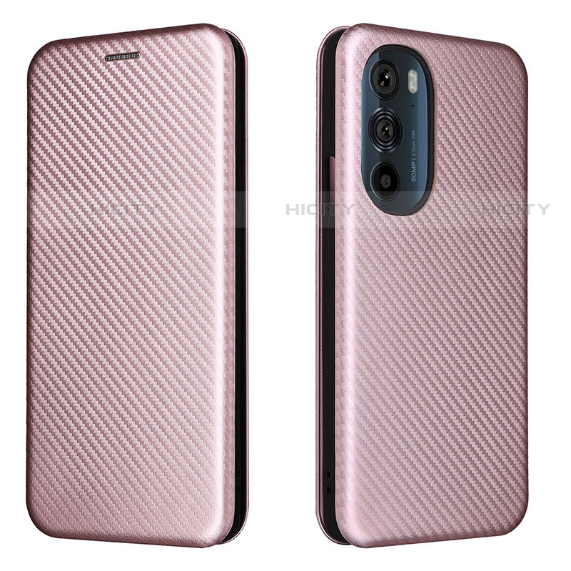 Funda de Cuero Cartera con Soporte Carcasa L02Z para Motorola Moto Edge Plus (2022) 5G Oro Rosa