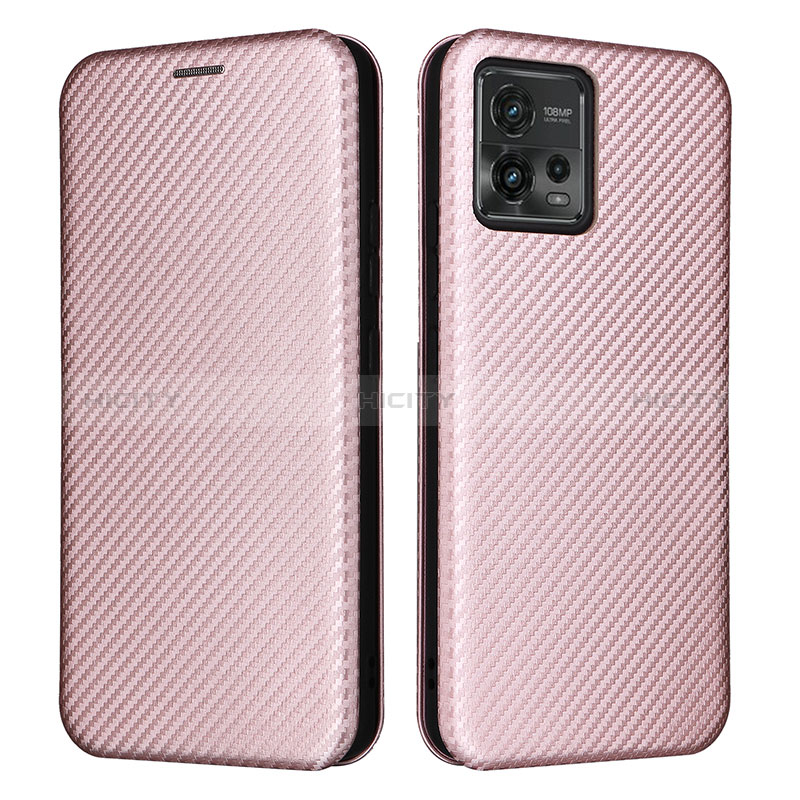 Funda de Cuero Cartera con Soporte Carcasa L02Z para Motorola Moto G72 Oro Rosa