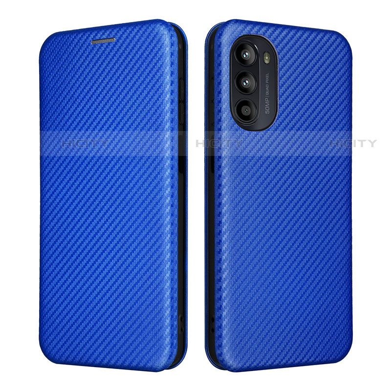 Funda de Cuero Cartera con Soporte Carcasa L02Z para Motorola Moto G82 5G Azul