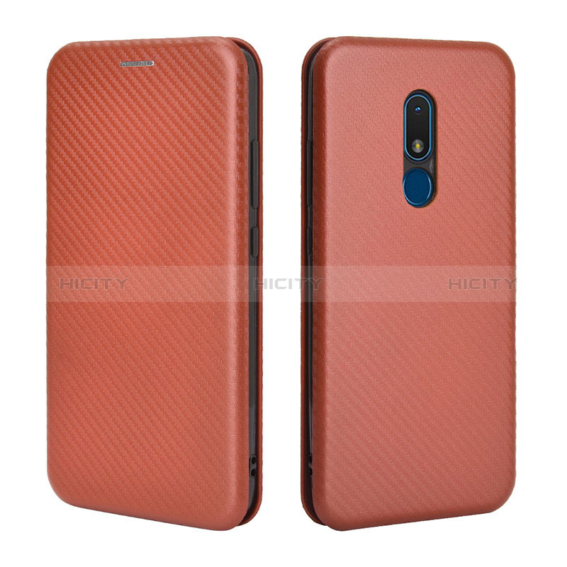 Funda de Cuero Cartera con Soporte Carcasa L02Z para Nokia C3 Marron