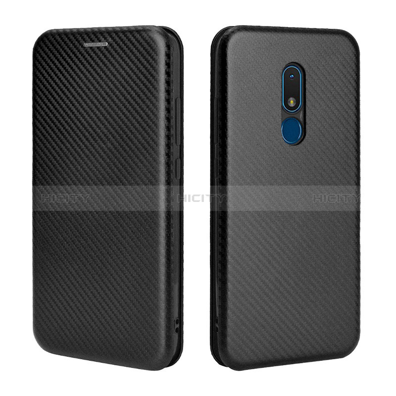 Funda de Cuero Cartera con Soporte Carcasa L02Z para Nokia C3 Negro