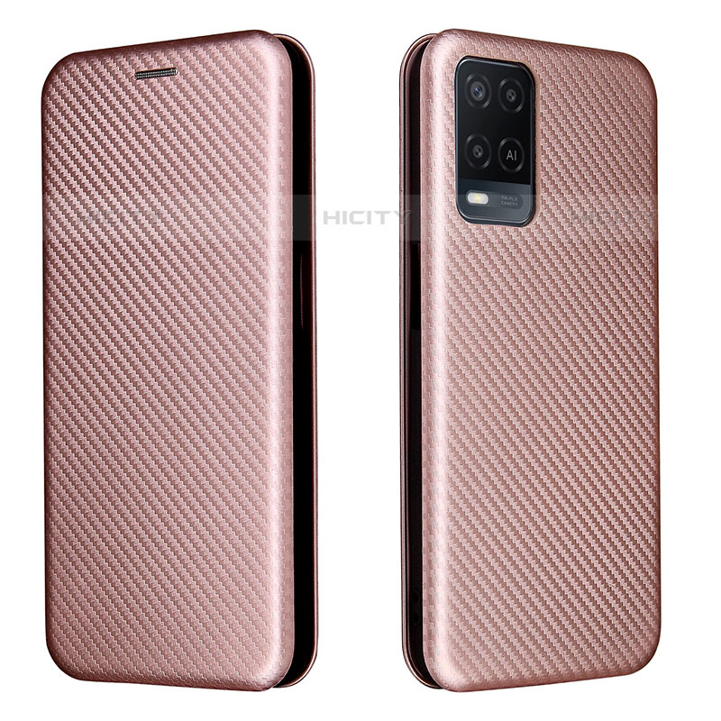 Funda de Cuero Cartera con Soporte Carcasa L02Z para Oppo A54 4G Oro Rosa