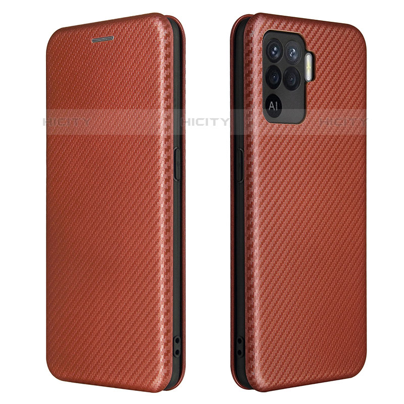 Funda de Cuero Cartera con Soporte Carcasa L02Z para Oppo F19 Pro Marron