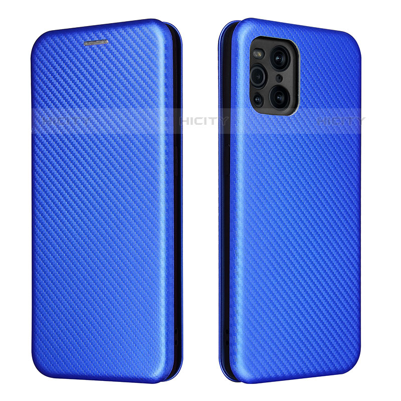 Funda de Cuero Cartera con Soporte Carcasa L02Z para Oppo Find X3 Pro 5G Azul