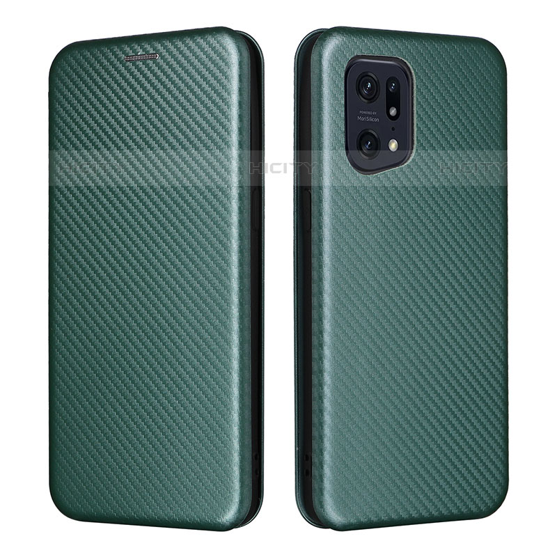 Funda de Cuero Cartera con Soporte Carcasa L02Z para Oppo Find X5 Pro 5G Verde