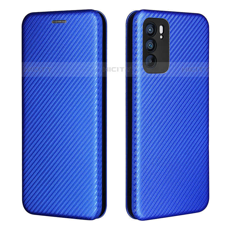 Funda de Cuero Cartera con Soporte Carcasa L02Z para Oppo Reno6 5G Azul