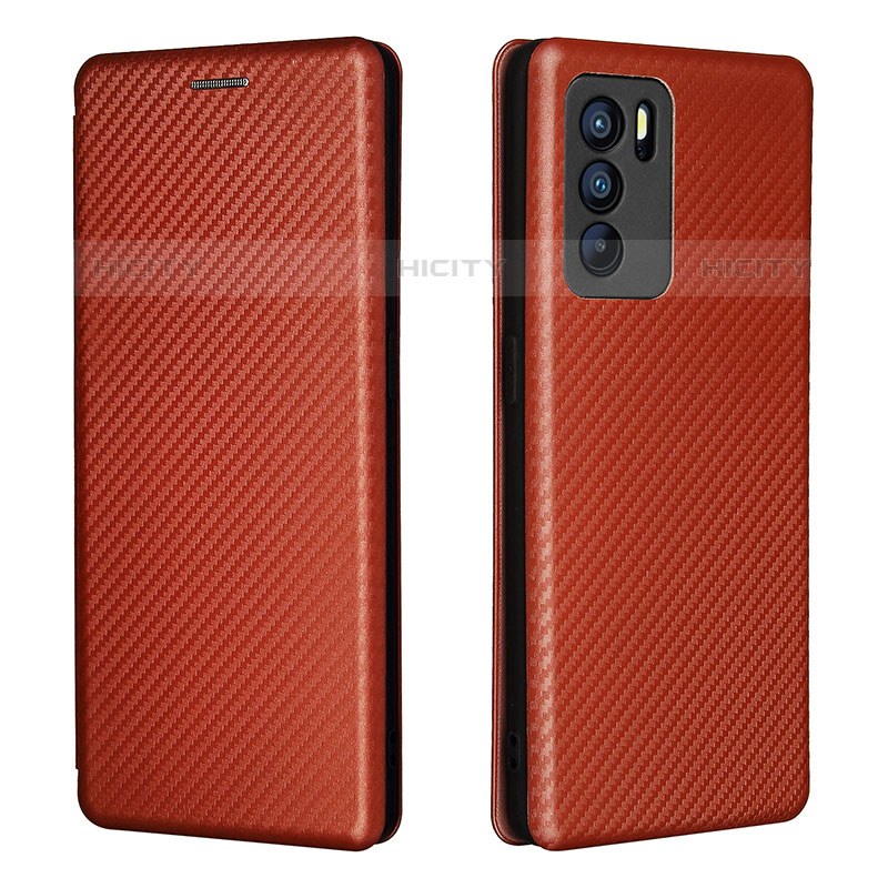 Funda de Cuero Cartera con Soporte Carcasa L02Z para Oppo Reno6 Pro 5G India Marron