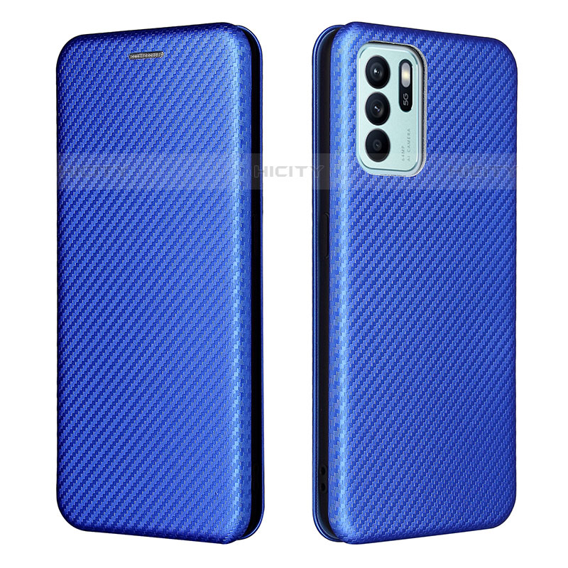 Funda de Cuero Cartera con Soporte Carcasa L02Z para Oppo Reno6 Z 5G Azul