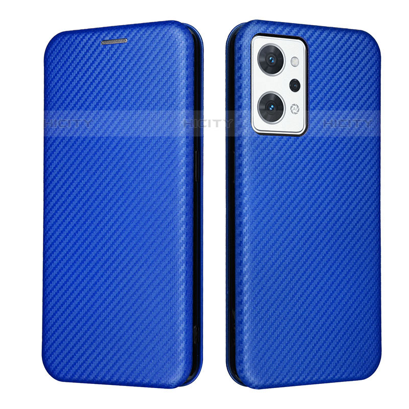 Funda de Cuero Cartera con Soporte Carcasa L02Z para Oppo Reno7 A Azul