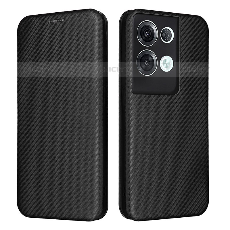 Funda de Cuero Cartera con Soporte Carcasa L02Z para Oppo Reno8 Pro 5G Negro