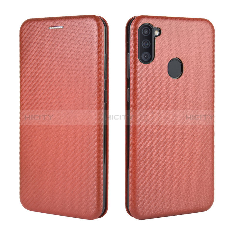 Funda de Cuero Cartera con Soporte Carcasa L02Z para Samsung Galaxy A11 Marron