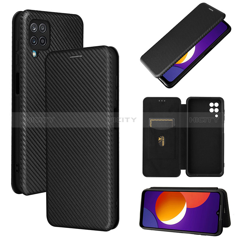 Funda de Cuero Cartera con Soporte Carcasa L02Z para Samsung Galaxy A12 Negro