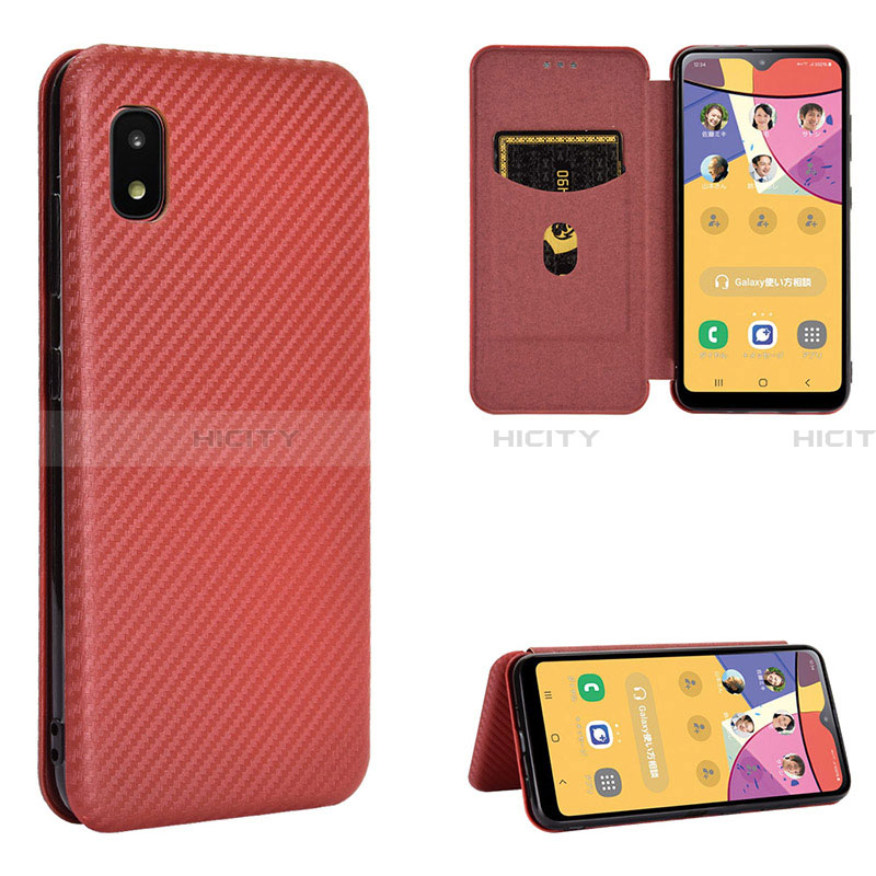 Funda de Cuero Cartera con Soporte Carcasa L02Z para Samsung Galaxy A21 SC-42A Marron