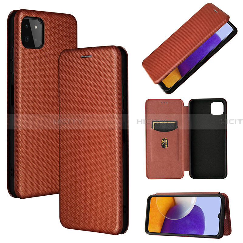 Funda de Cuero Cartera con Soporte Carcasa L02Z para Samsung Galaxy A22 5G Marron