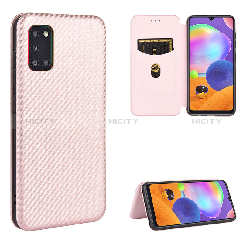 Funda de Cuero Cartera con Soporte Carcasa L02Z para Samsung Galaxy A31 Oro Rosa