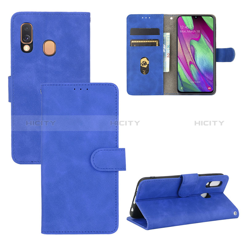 Funda de Cuero Cartera con Soporte Carcasa L02Z para Samsung Galaxy A40 Azul