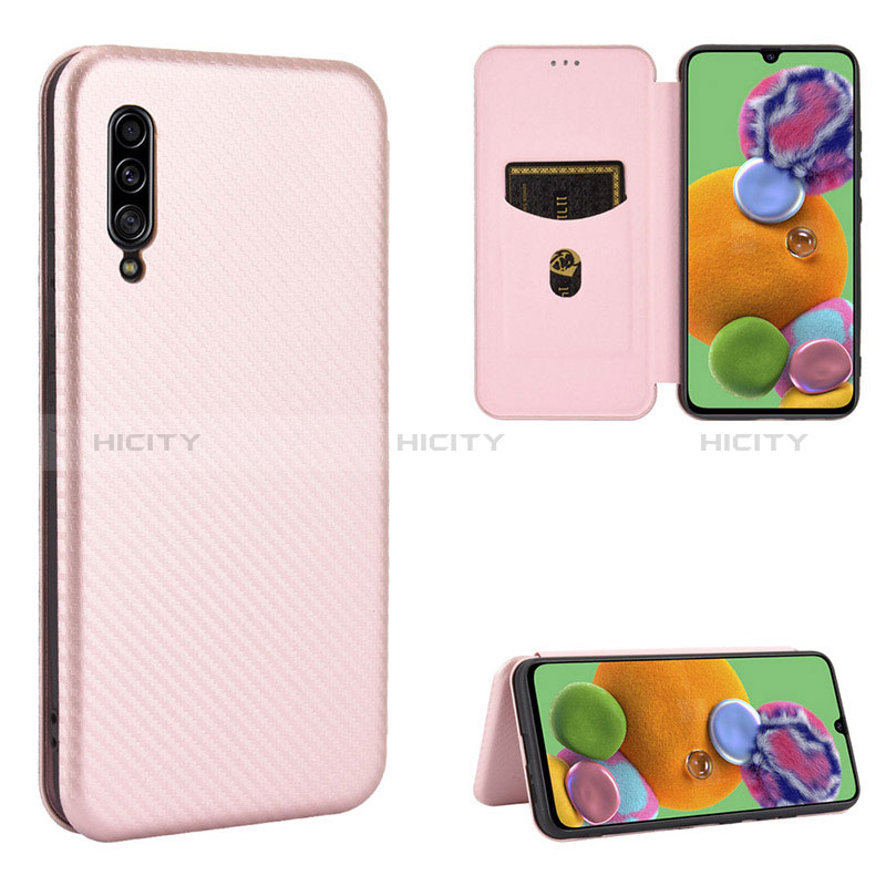 Funda de Cuero Cartera con Soporte Carcasa L02Z para Samsung Galaxy A90 5G Oro Rosa