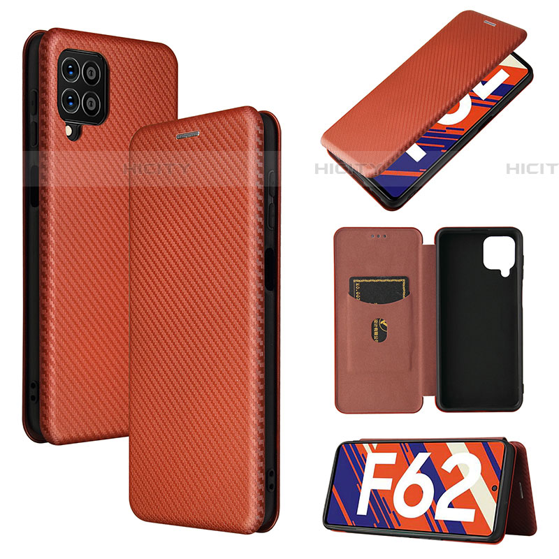 Funda de Cuero Cartera con Soporte Carcasa L02Z para Samsung Galaxy F62 5G Marron