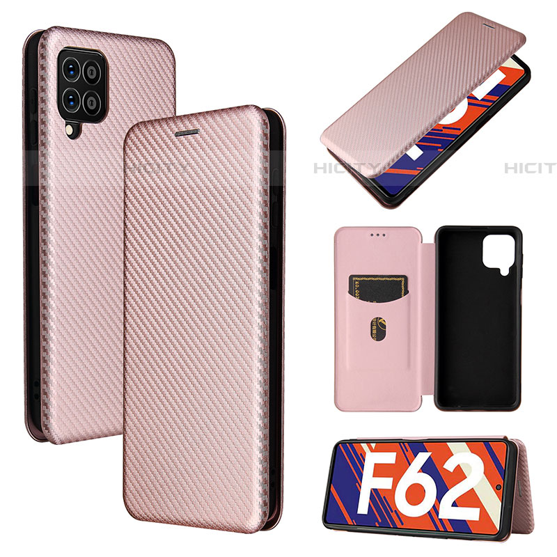 Funda de Cuero Cartera con Soporte Carcasa L02Z para Samsung Galaxy F62 5G Oro Rosa