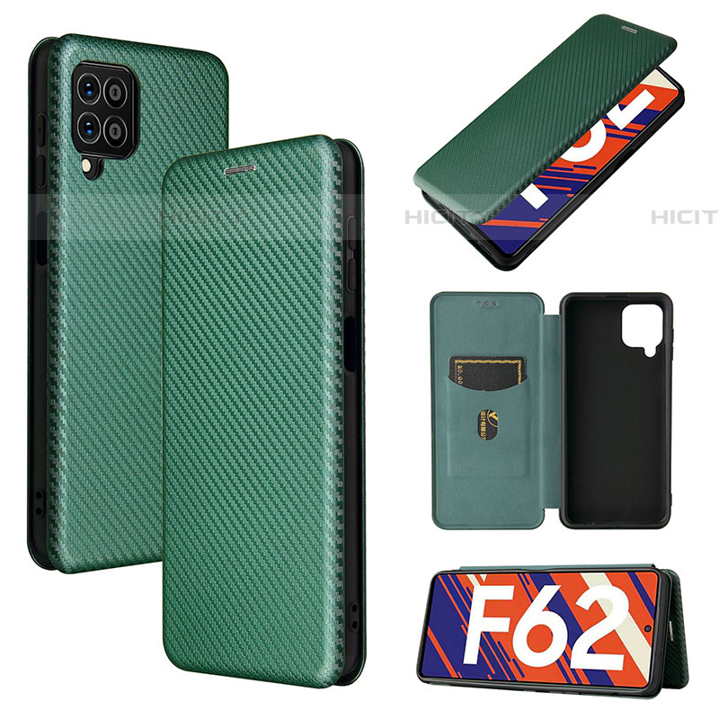 Funda de Cuero Cartera con Soporte Carcasa L02Z para Samsung Galaxy F62 5G Verde