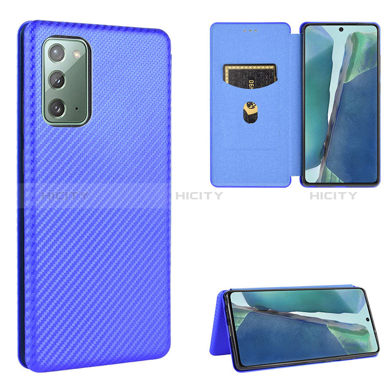 Funda de Cuero Cartera con Soporte Carcasa L02Z para Samsung Galaxy Note 20 5G Azul