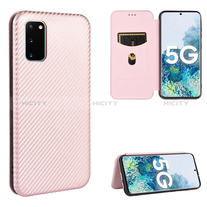 Funda de Cuero Cartera con Soporte Carcasa L02Z para Samsung Galaxy S20 Lite 5G Oro Rosa