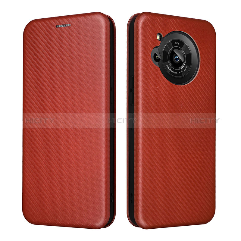 Funda de Cuero Cartera con Soporte Carcasa L02Z para Sharp Aquos R7 Marron