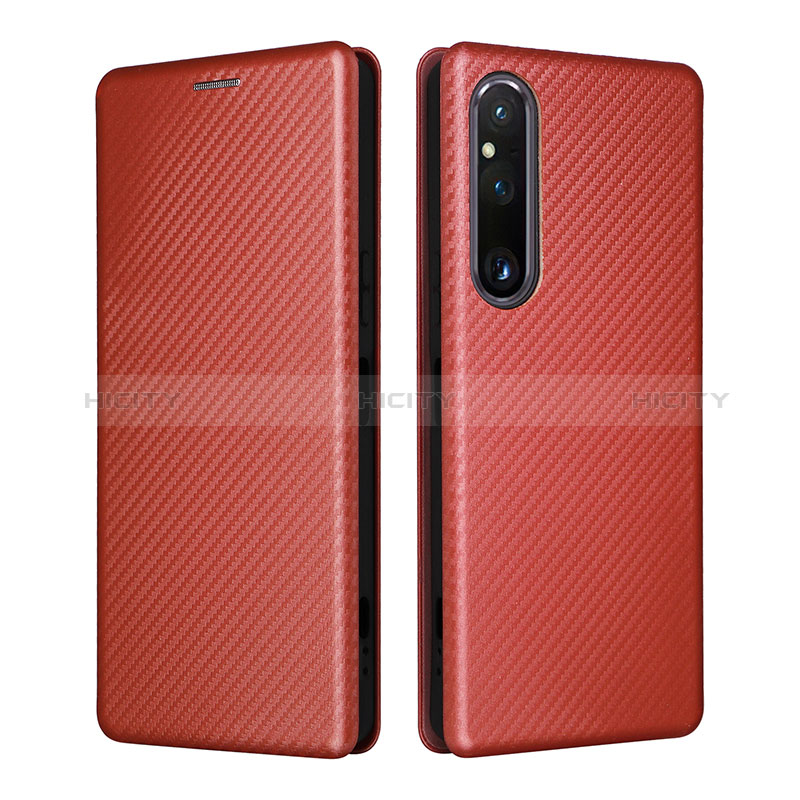 Funda de Cuero Cartera con Soporte Carcasa L02Z para Sony Xperia 1 V Marron