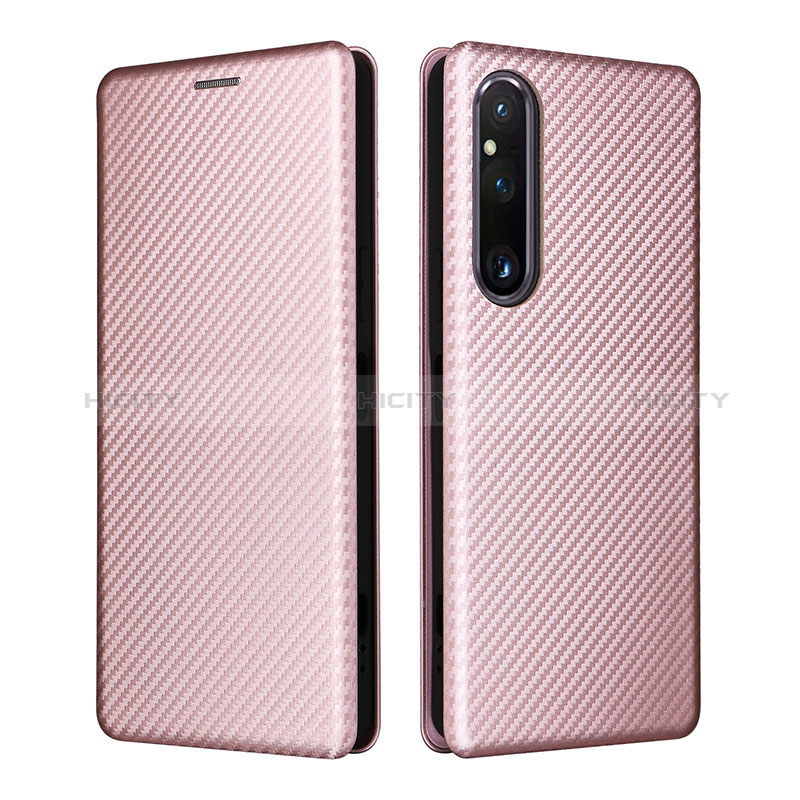 Funda de Cuero Cartera con Soporte Carcasa L02Z para Sony Xperia 1 V Oro Rosa