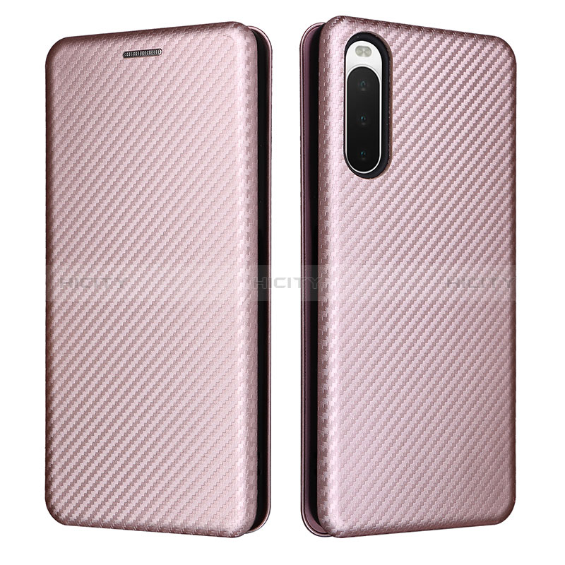 Funda de Cuero Cartera con Soporte Carcasa L02Z para Sony Xperia 10 IV Oro Rosa