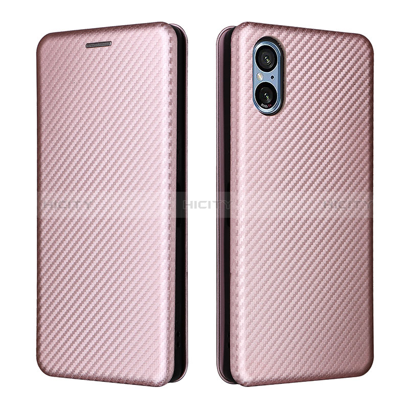 Funda de Cuero Cartera con Soporte Carcasa L02Z para Sony Xperia 5 V Oro Rosa