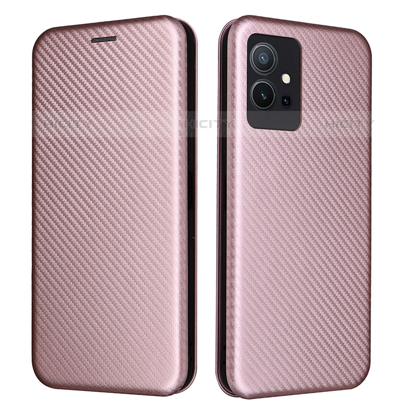 Funda de Cuero Cartera con Soporte Carcasa L02Z para Vivo iQOO Z6 5G Oro Rosa