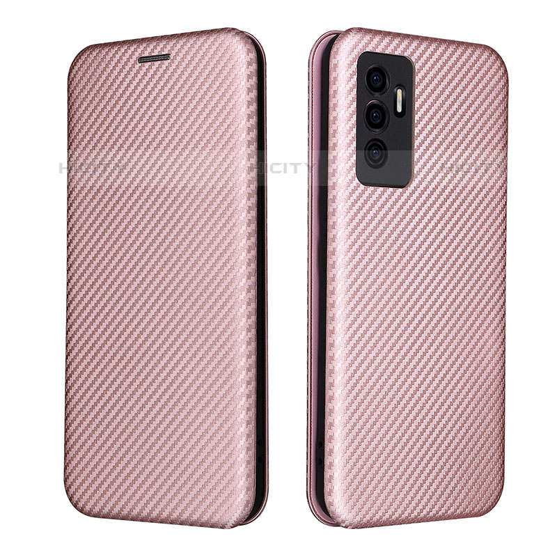 Funda de Cuero Cartera con Soporte Carcasa L02Z para Vivo V23e 5G Oro Rosa