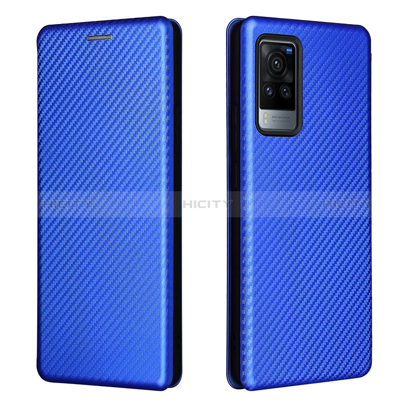 Funda de Cuero Cartera con Soporte Carcasa L02Z para Vivo X60 Pro 5G Azul