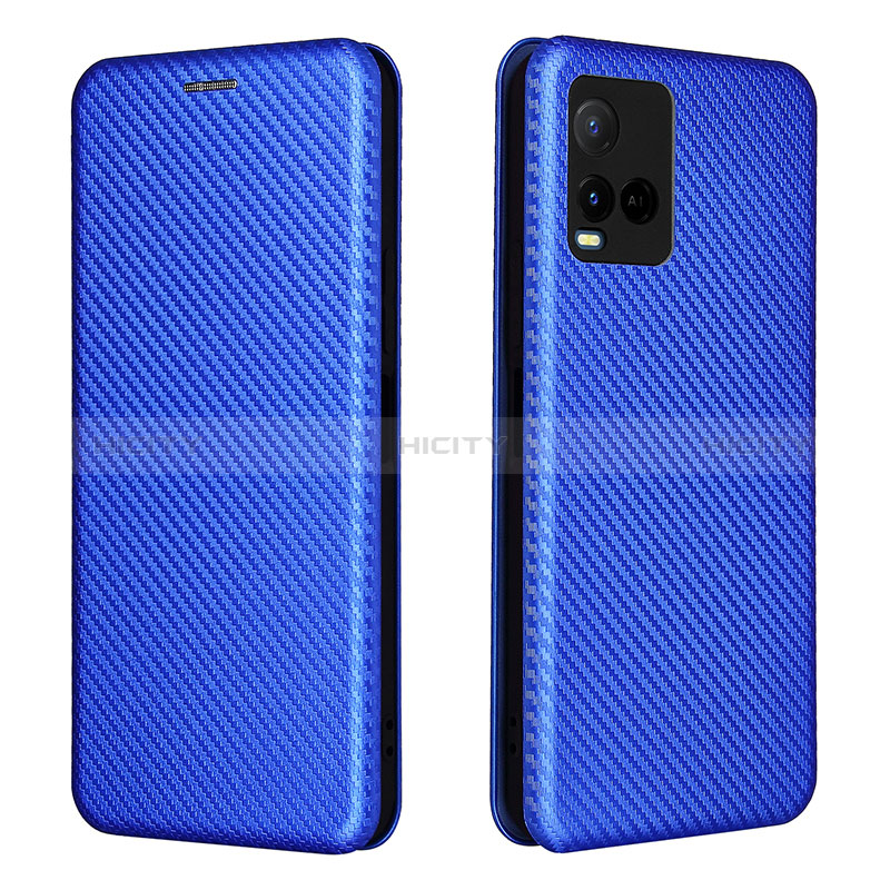 Funda de Cuero Cartera con Soporte Carcasa L02Z para Vivo Y21G Azul