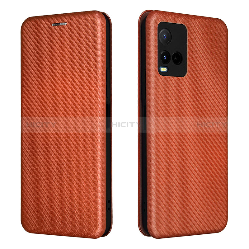 Funda de Cuero Cartera con Soporte Carcasa L02Z para Vivo Y21G Marron