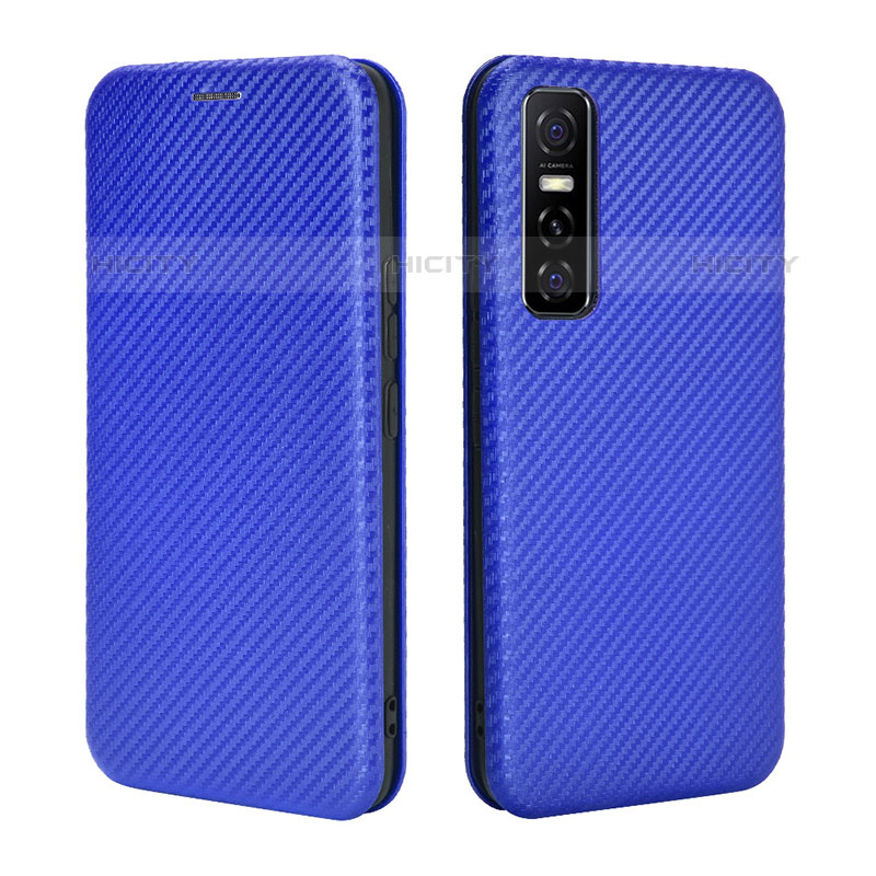 Funda de Cuero Cartera con Soporte Carcasa L02Z para Vivo Y73s 5G Azul