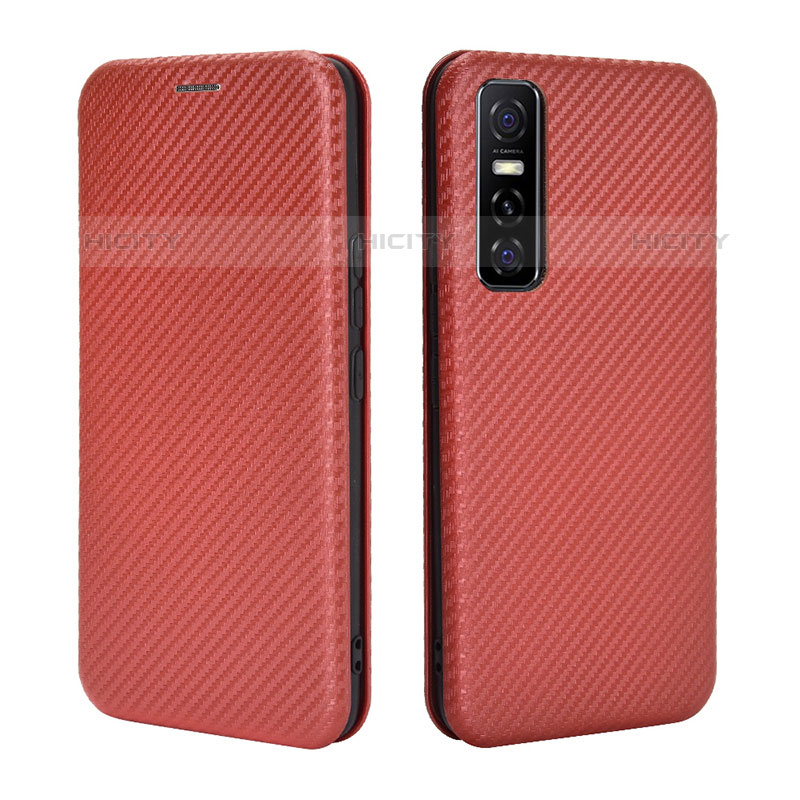 Funda de Cuero Cartera con Soporte Carcasa L02Z para Vivo Y73s 5G Marron