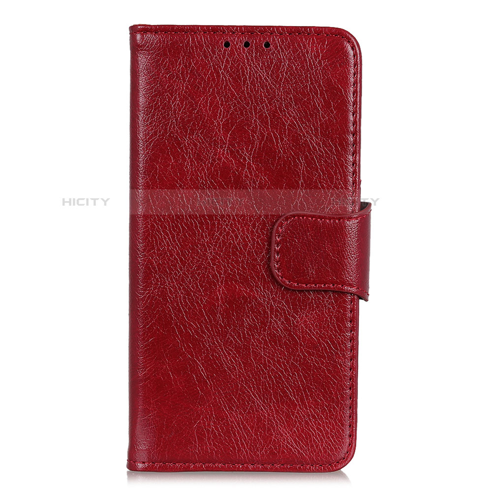 Funda de Cuero Cartera con Soporte Carcasa L03 para Alcatel 1S (2019) Rojo