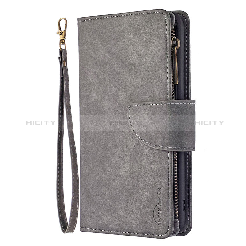 Funda de Cuero Cartera con Soporte Carcasa L03 para Apple iPhone 14 Pro Max Gris Oscuro